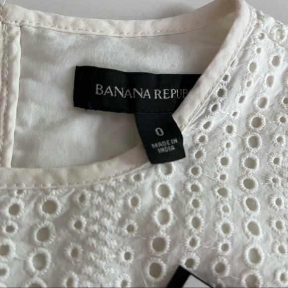Banana Republic White Eyelet Ruffle Trim Dress Size 0  NWT - Picture 10 of 13